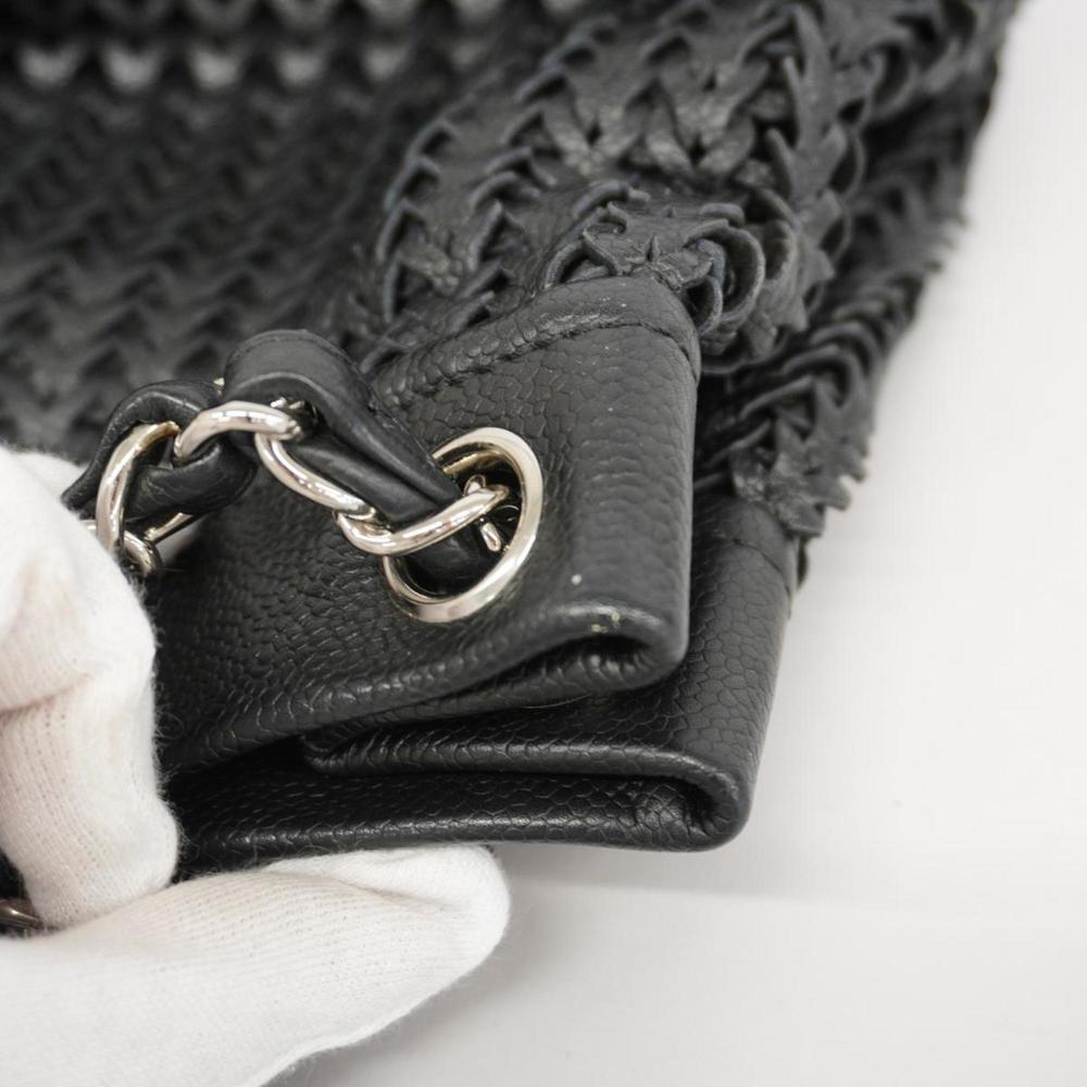 Chanel Shoulder Bag Chain Caviar Skin Black Women's - Picture 8 of 10